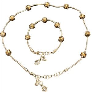 Brighton necklace and bracelet set. Silver chain with gold beaded accents.
